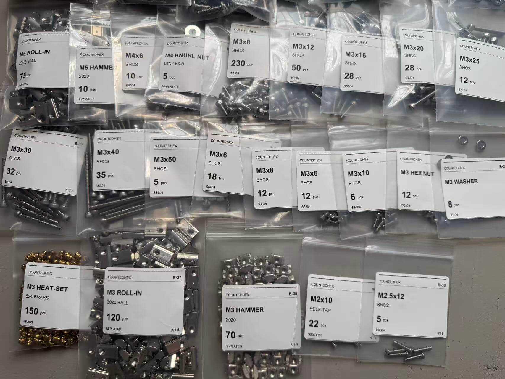 COUNTEDHEX Fastener Kit Compatible with Voron 2.4 R2 – 1,163 Pieces