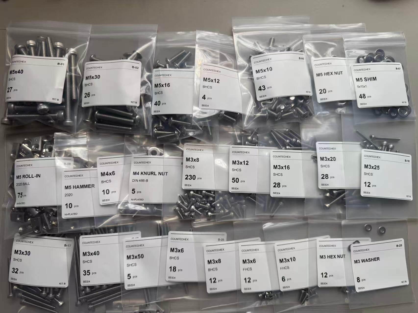 COUNTEDHEX Fastener Kit Compatible with Voron 2.4 R2 – 1,163 Pieces — view 2